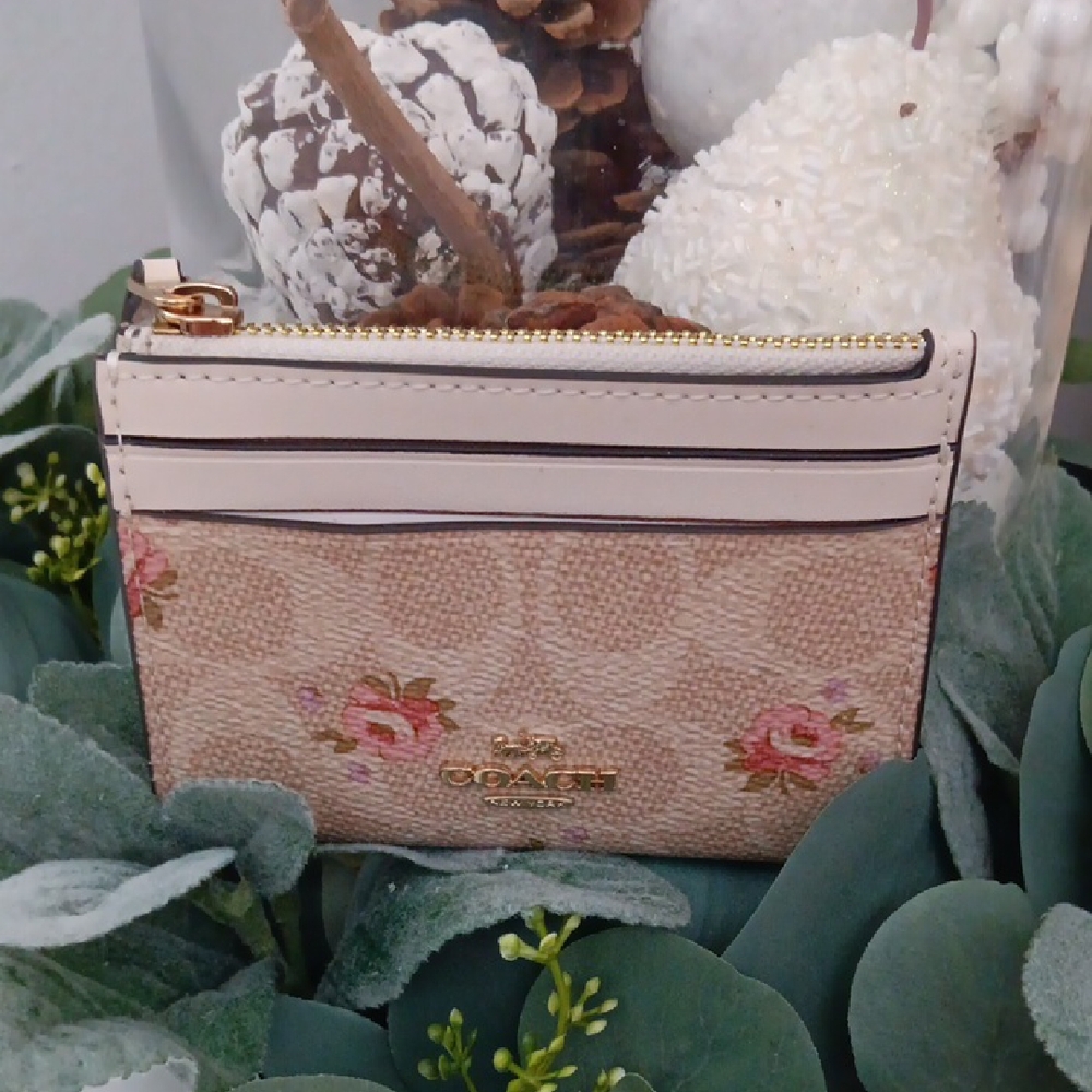 Coach Beige Floral Card Holder
